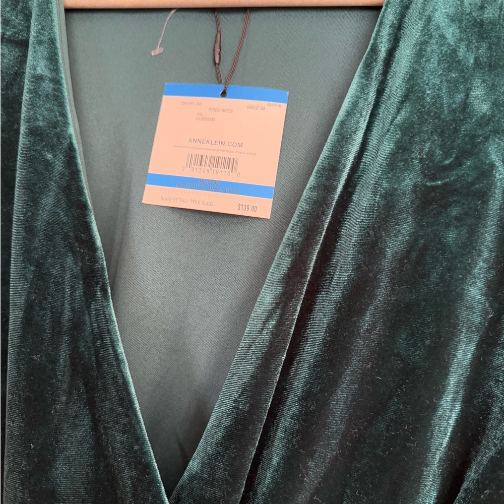 NWT ANNE KLEIN Holiday Green Velour  Dress  Size XL   $139 - Picture 3 of 3